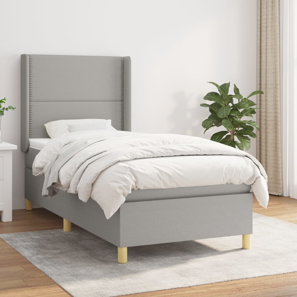 vidaXL Posteľný rám boxsping s matracom bledosivý 80x200 cm látka