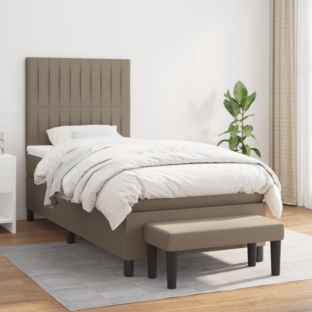 vidaXL Posteľný rám boxsping s matracom sivohnedý 80x200 cm látka