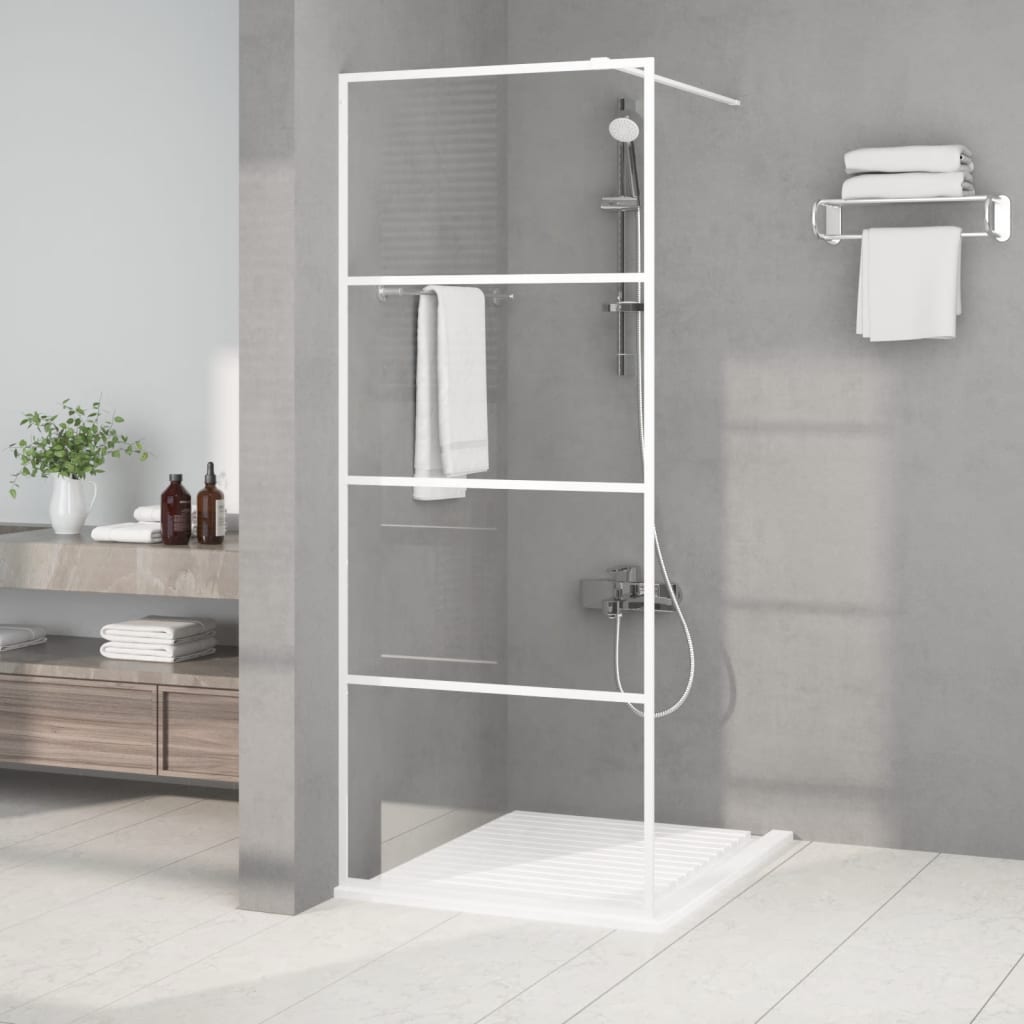 vidaXL Sprchová zástena biela 80x195 cm priehľadné ESG sklo