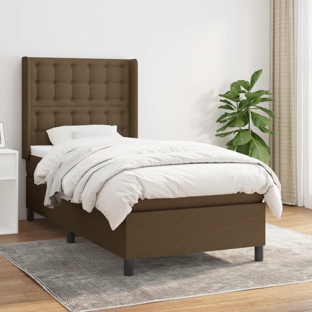 vidaXL Posteľný rám boxsping s matracom hnedý 80x200 cm látka