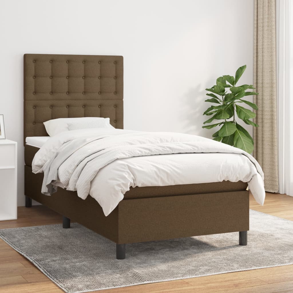 vidaXL Posteľný rám boxsping s matracom hnedý 80x200 cm látka