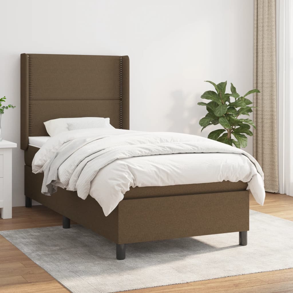 vidaXL Posteľný rám boxsping s matracom hnedý 80x200 cm látka
