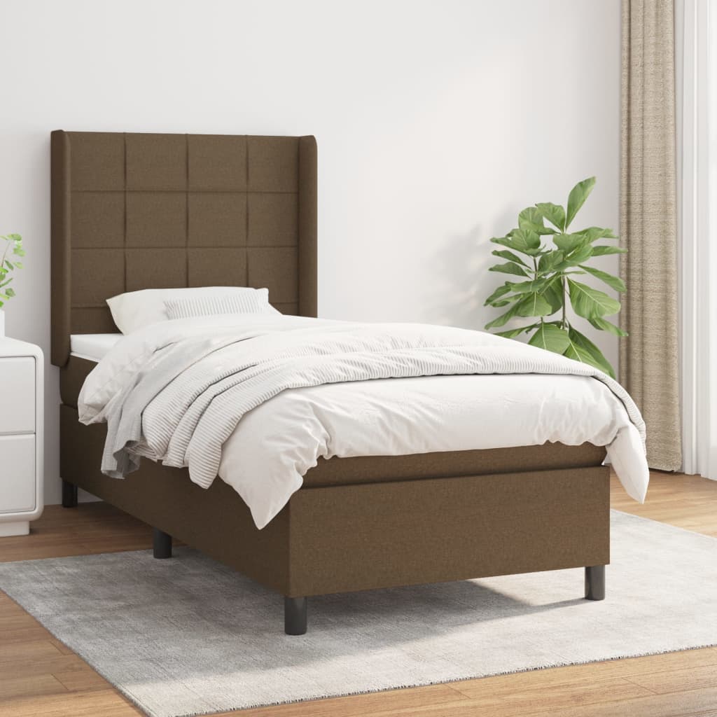 vidaXL Posteľný rám boxsping s matracom hnedý 80x200 cm látka