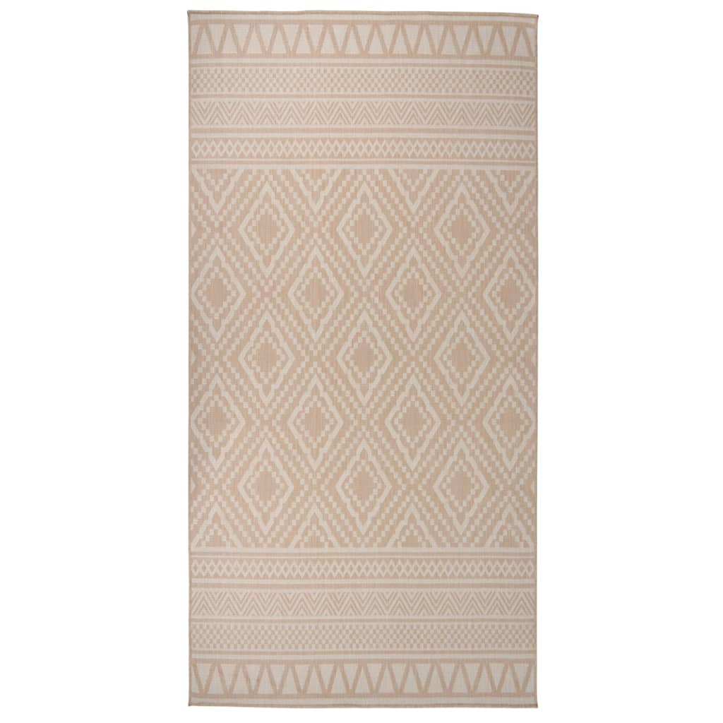 vidaXL Vonkajší koberec s plochým tkaním 100x200 cm hnedý pruhovaný