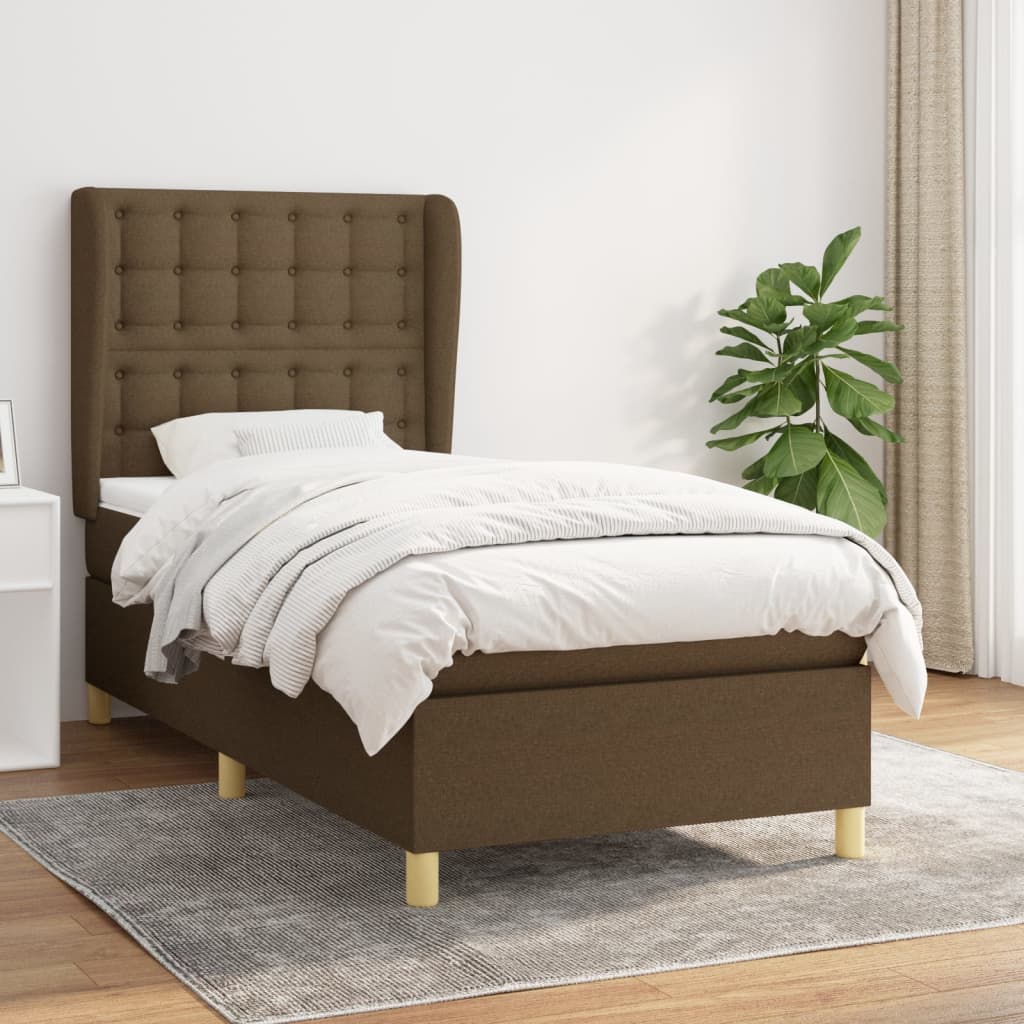 vidaXL Posteľný rám boxsping s matracom hnedý 80x200 cm látka