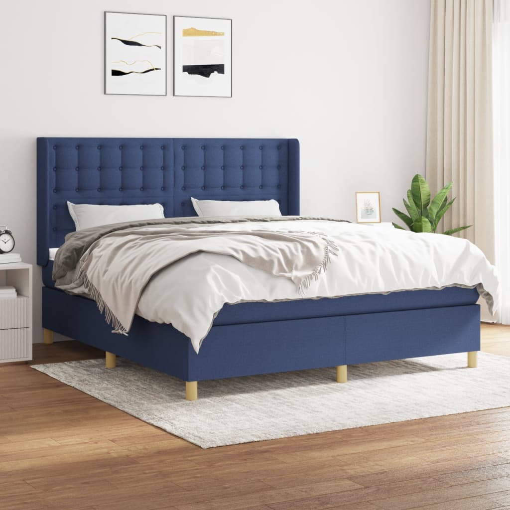 vidaXL Posteľný rám boxspring s matracom modrý 160x200 cm látka