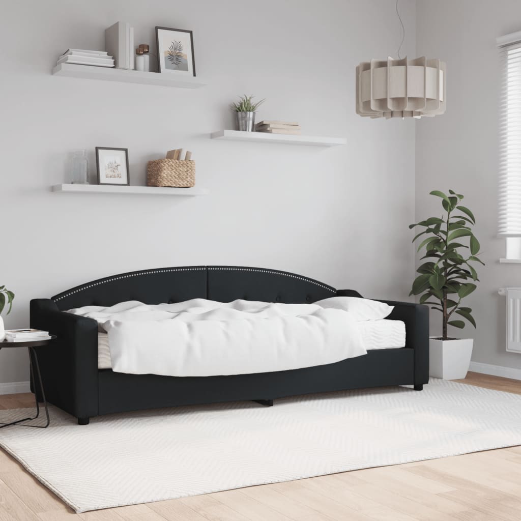 vidaXL Denná posteľ s matracom čierna 80x200 cm látka