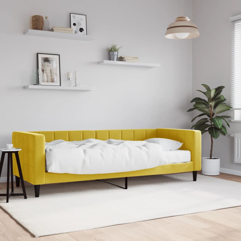 vidaXL Denná posteľ s matracom žltá 80x200 cm zamat
