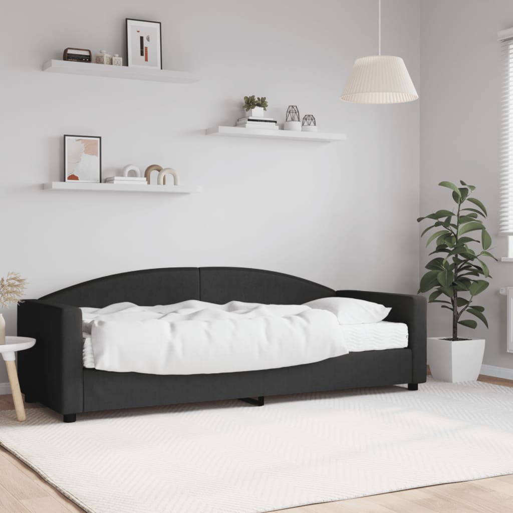 vidaXL Denná posteľ s matracom čierna 80x200 cm látka