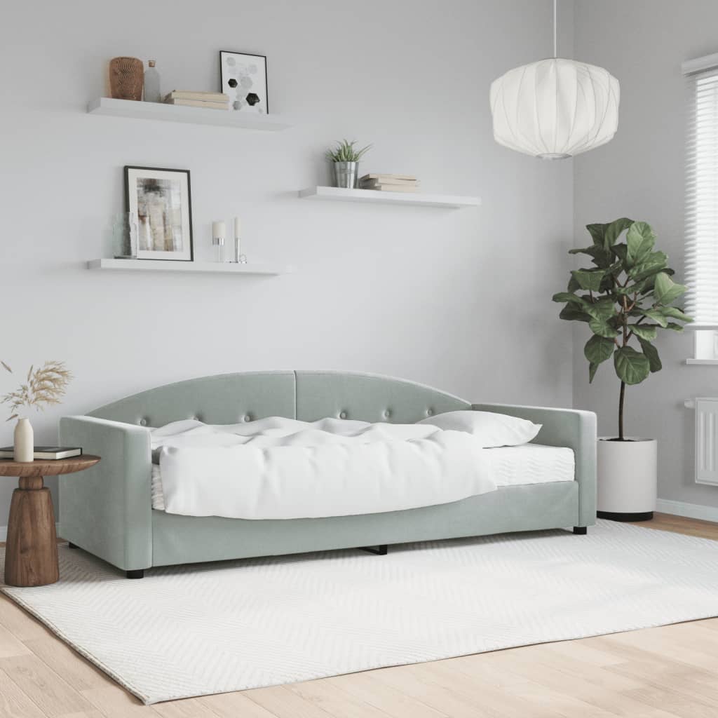 vidaXL Denná posteľ s matracom svetlosivá 80x200 cm zamat