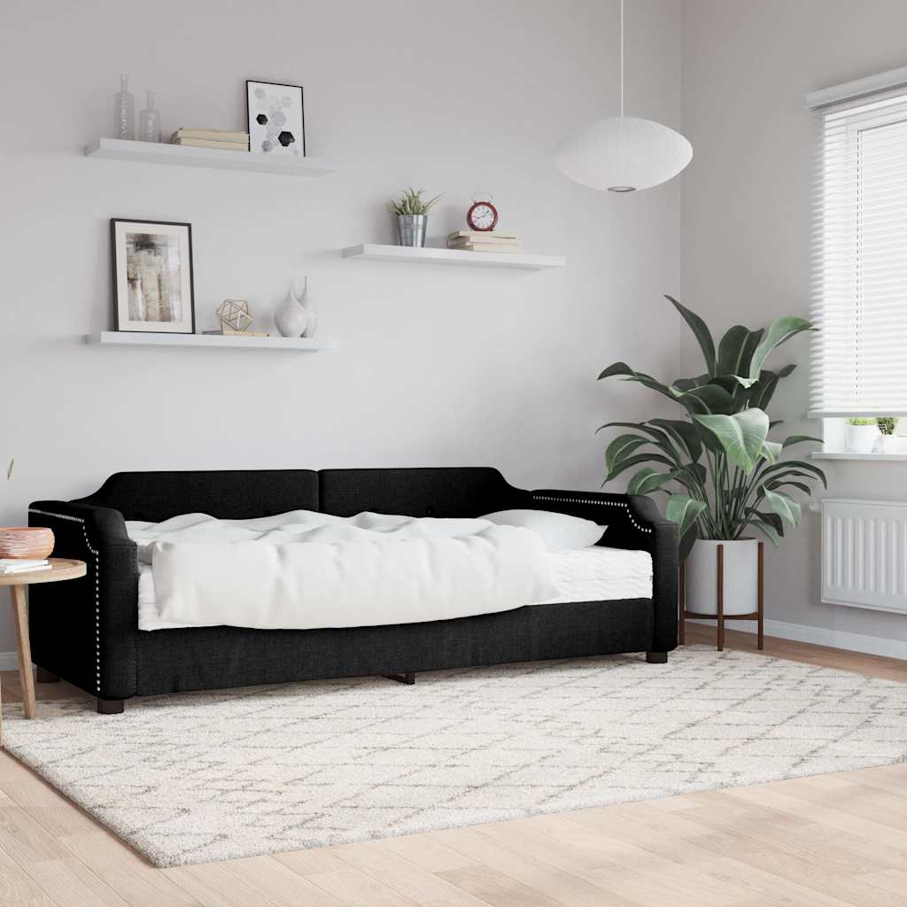 vidaXL Denná posteľ s matracom čierna 80x200 cm látka