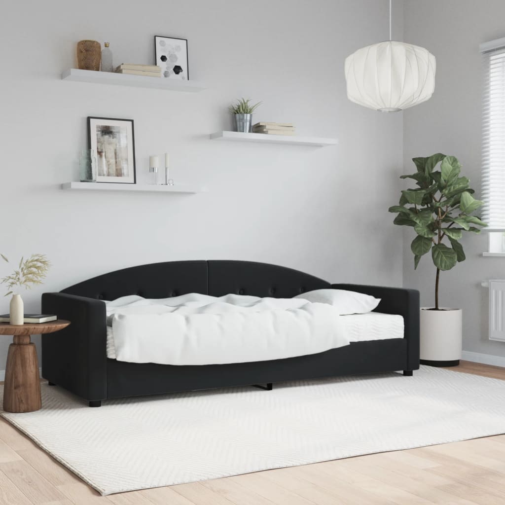 vidaXL Denná posteľ s matracom čierna 80x200 cm zamat