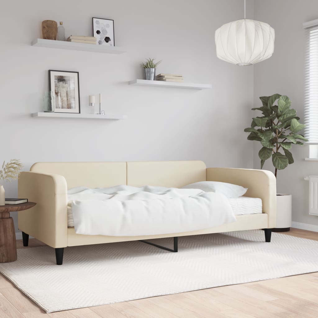 vidaXL Denná posteľ s matracom krémová 80x200 cm látka