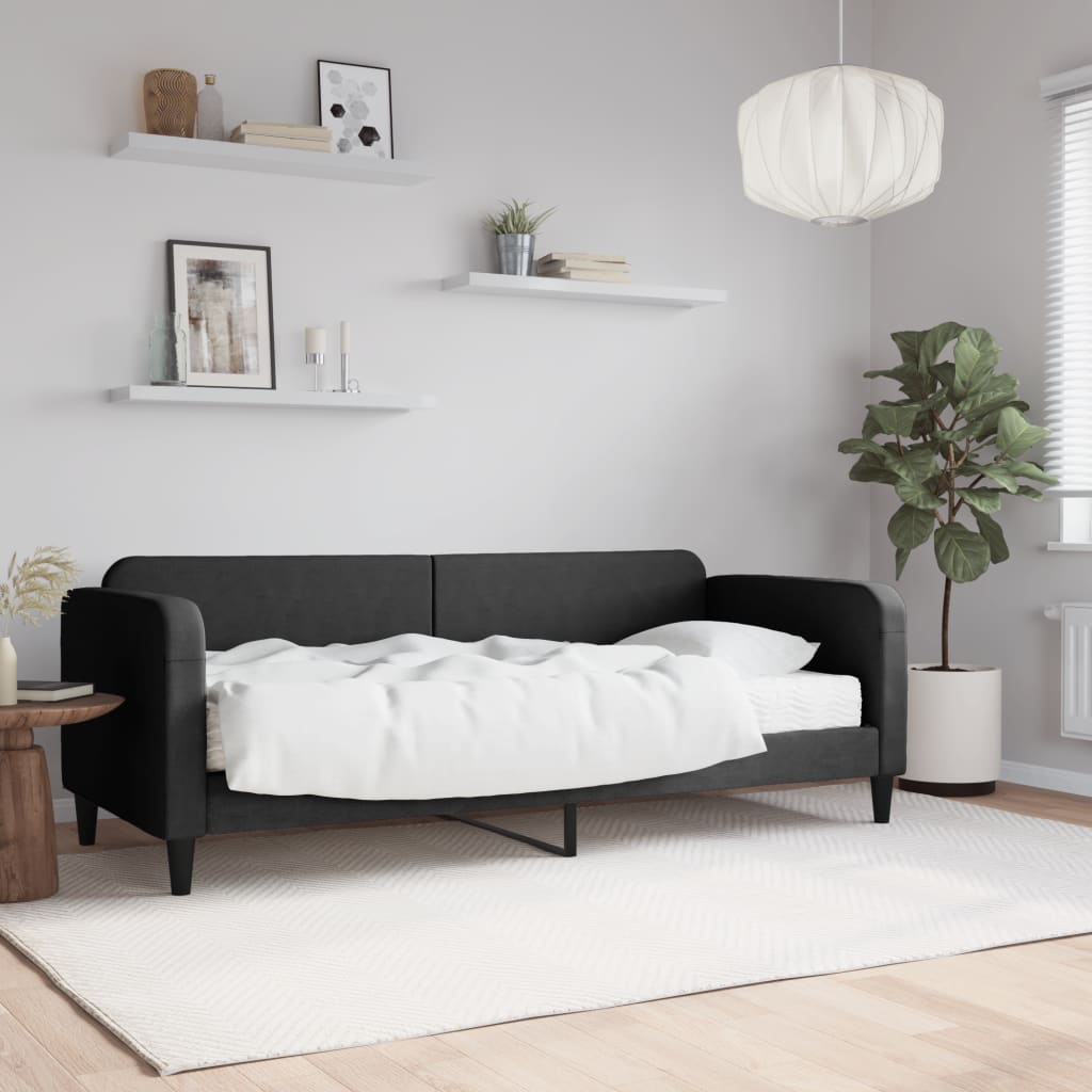 vidaXL Denná posteľ s matracom čierna 80x200 cm látka