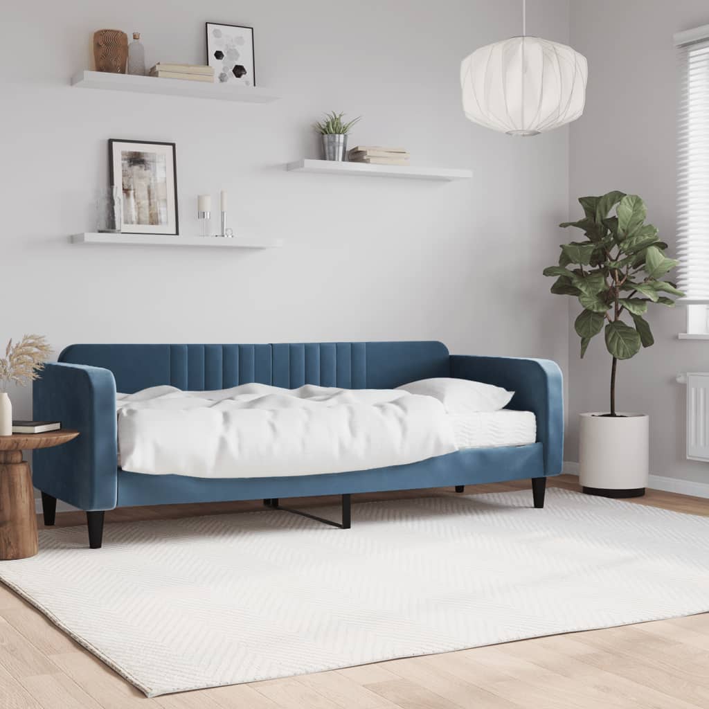 vidaXL Denná posteľ s matracom modrá 80x200 cm zamat