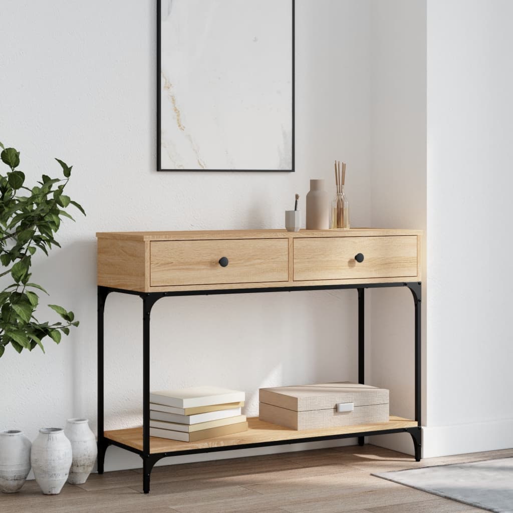 vidaXL Konzolový stolík dub sonoma 100x34,5x75 cm kompozitné drevo