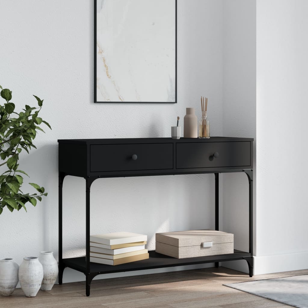 vidaXL Konzolový stolík čierny 100x34,5x75 cm kompozitné drevo