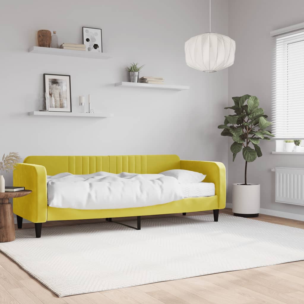 vidaXL Denná posteľ s matracom žltá 80x200 cm zamat