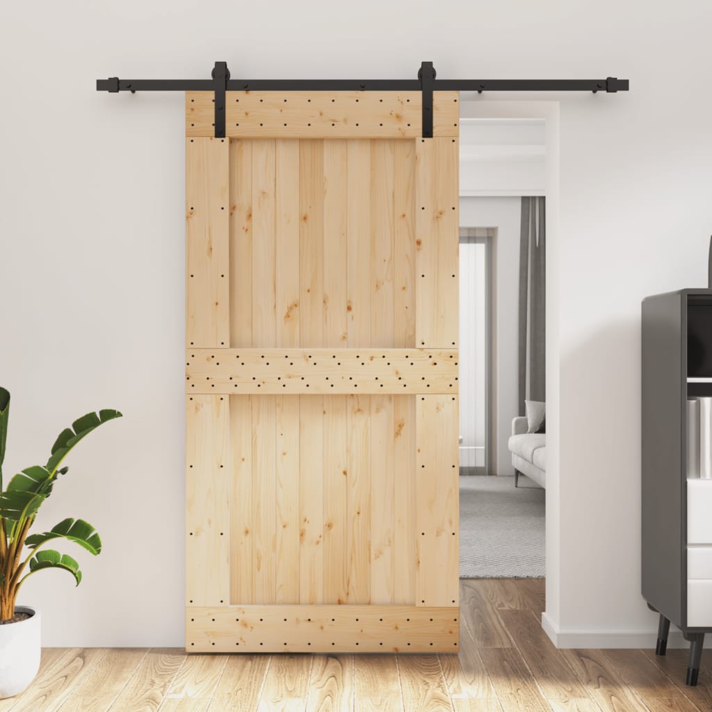 vidaXL Posuvné dvere so sadou kovania 100x210 cm borovicový masív