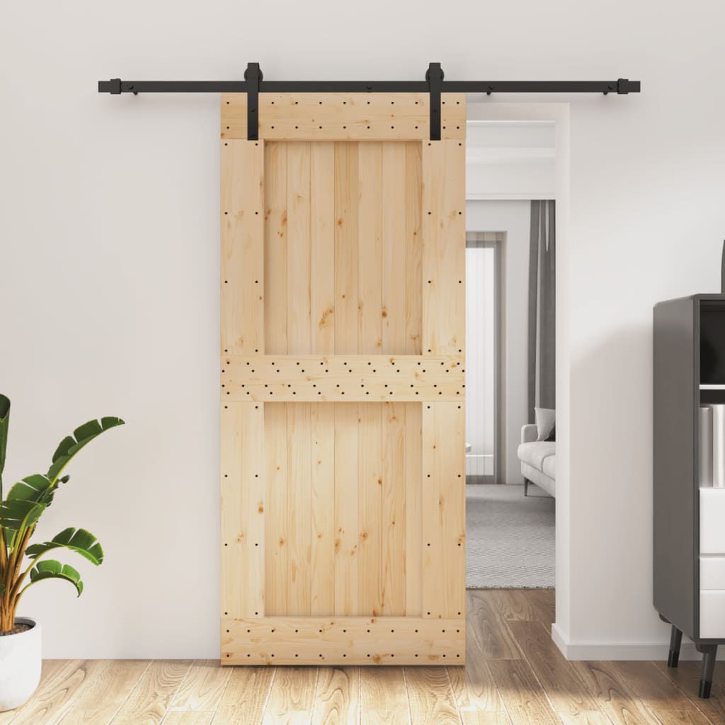 vidaXL Posuvné dvere so sadou kovania 90x210 cm borovicový masív