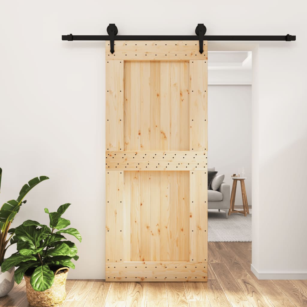 vidaXL Posuvné dvere so sadou kovania 90x210 cm borovicový masív