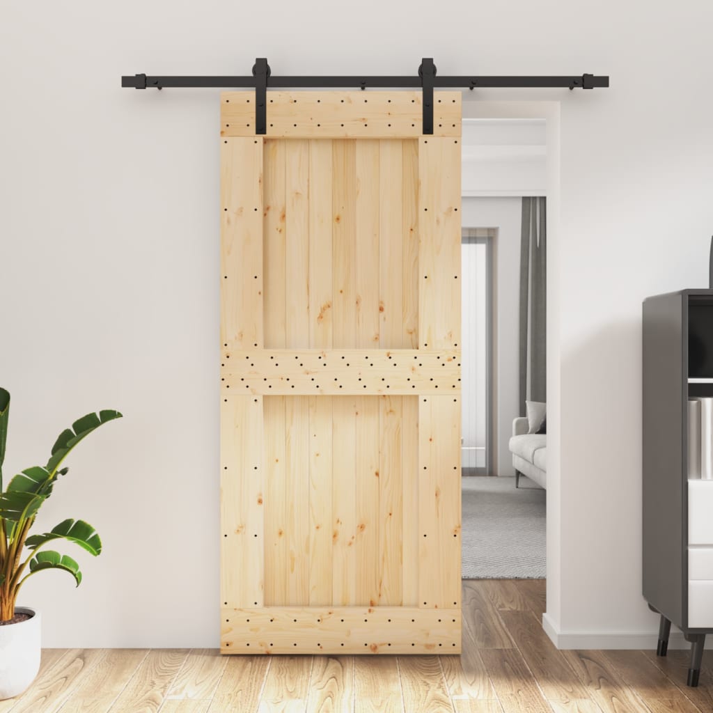 vidaXL Posuvné dvere so sadou kovania 90x210 cm borovicový masív