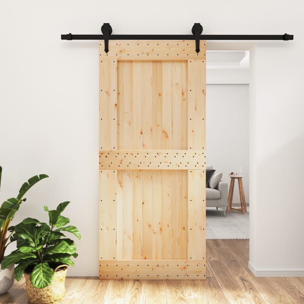 vidaXL Posuvné dvere so sadou kovania 95x210 cm borovicový masív