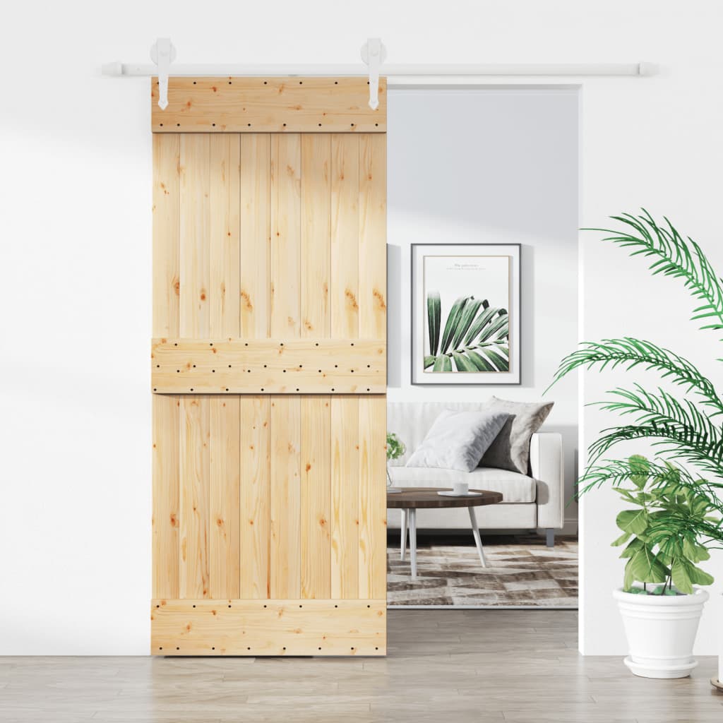 vidaXL Posuvné dvere so sadou kovania 85x210 cm borovicový masív