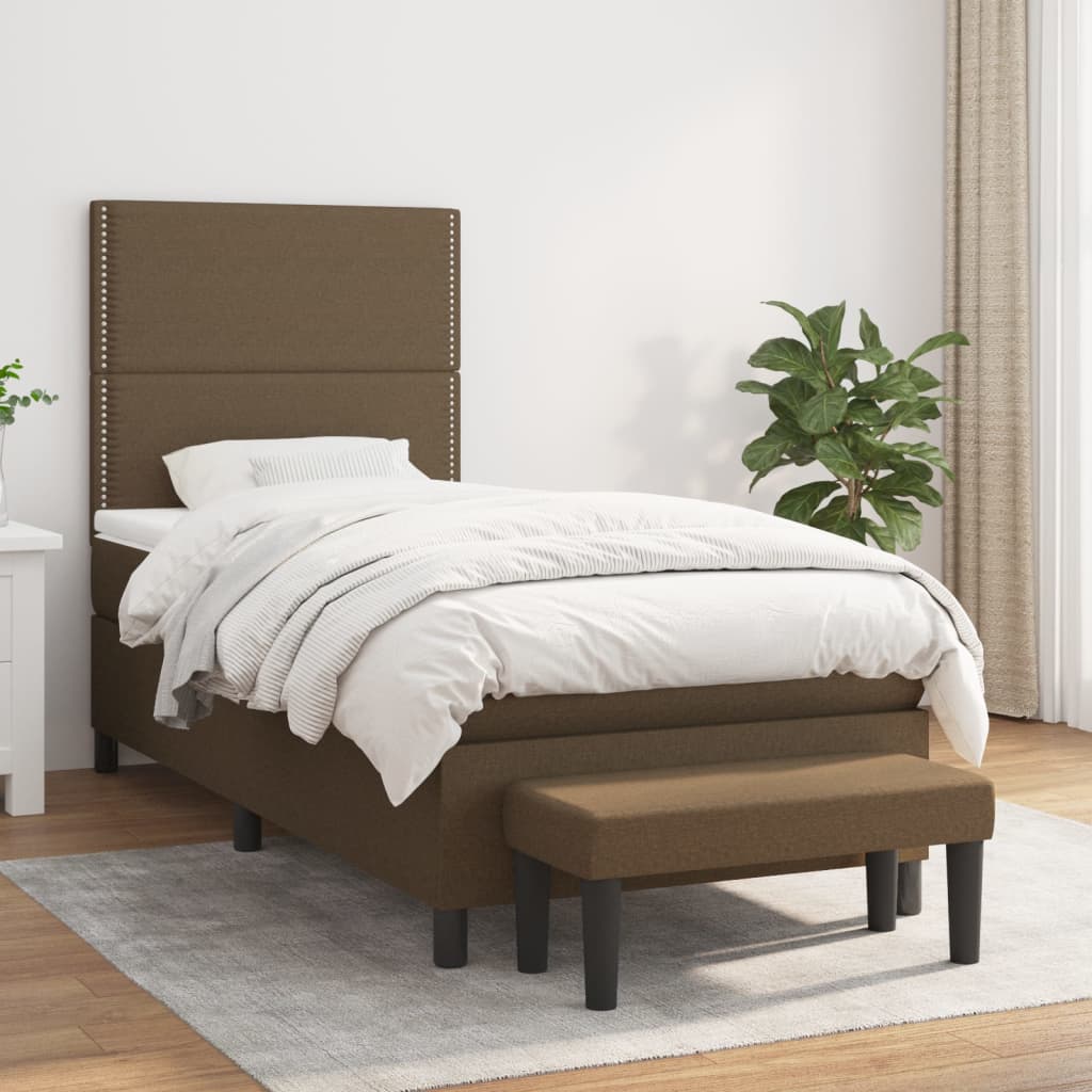 vidaXL Posteľný rám boxsping s matracom hnedý 80x200 cm látka