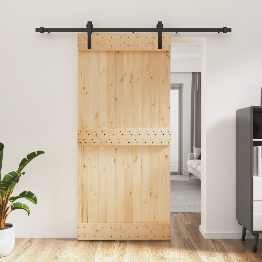vidaXL Posuvné dvere so sadou kovania 95x210 cm borovicový masív