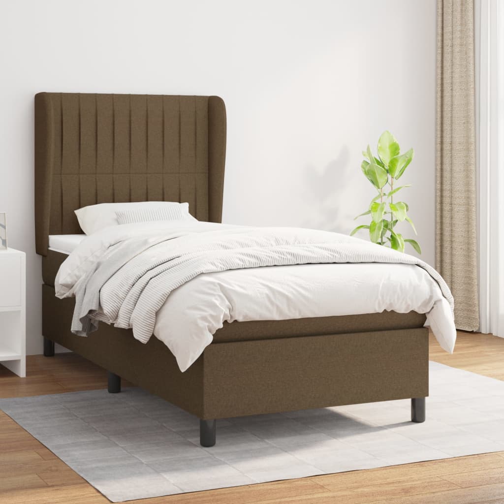vidaXL Posteľný rám boxsping s matracom hnedý 90x200 cm látka