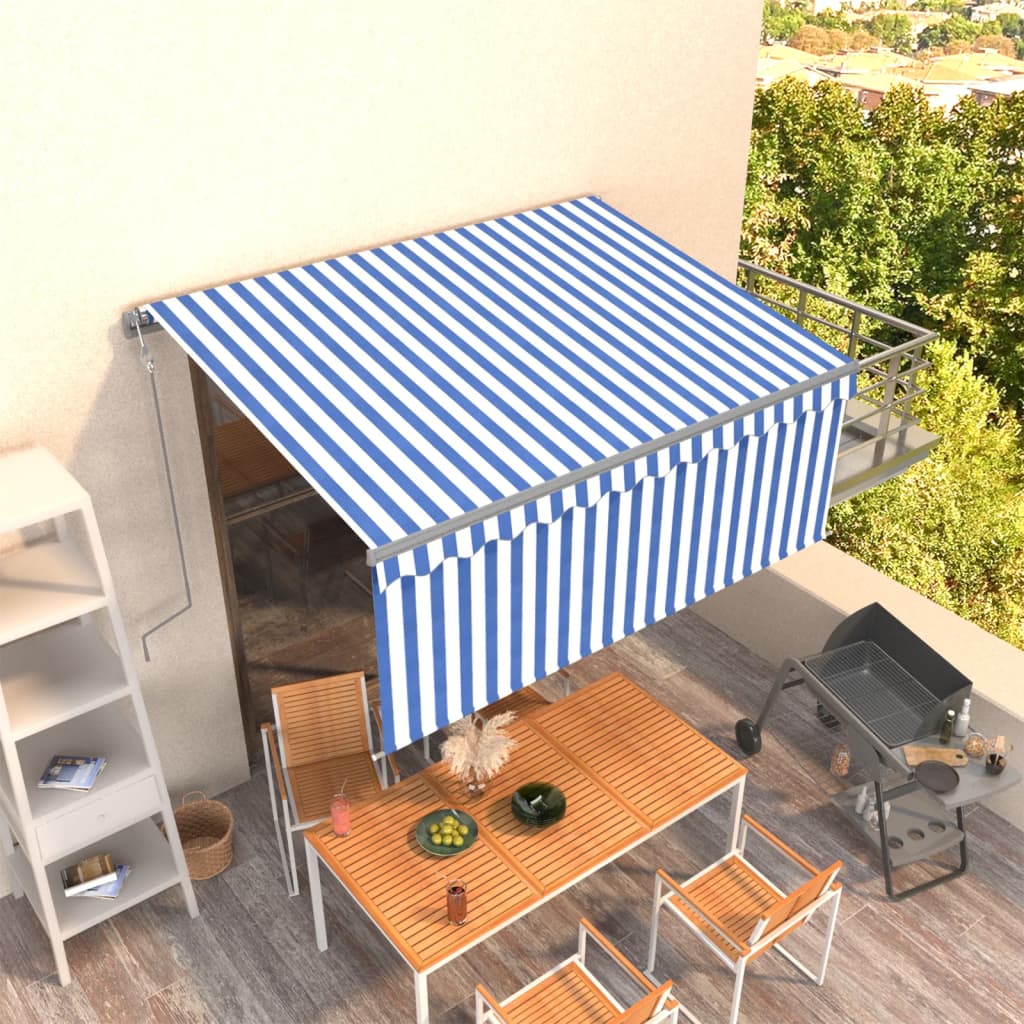 vidaXL Automatická markíza s tienidlom 3,5x2,5m modro-biela