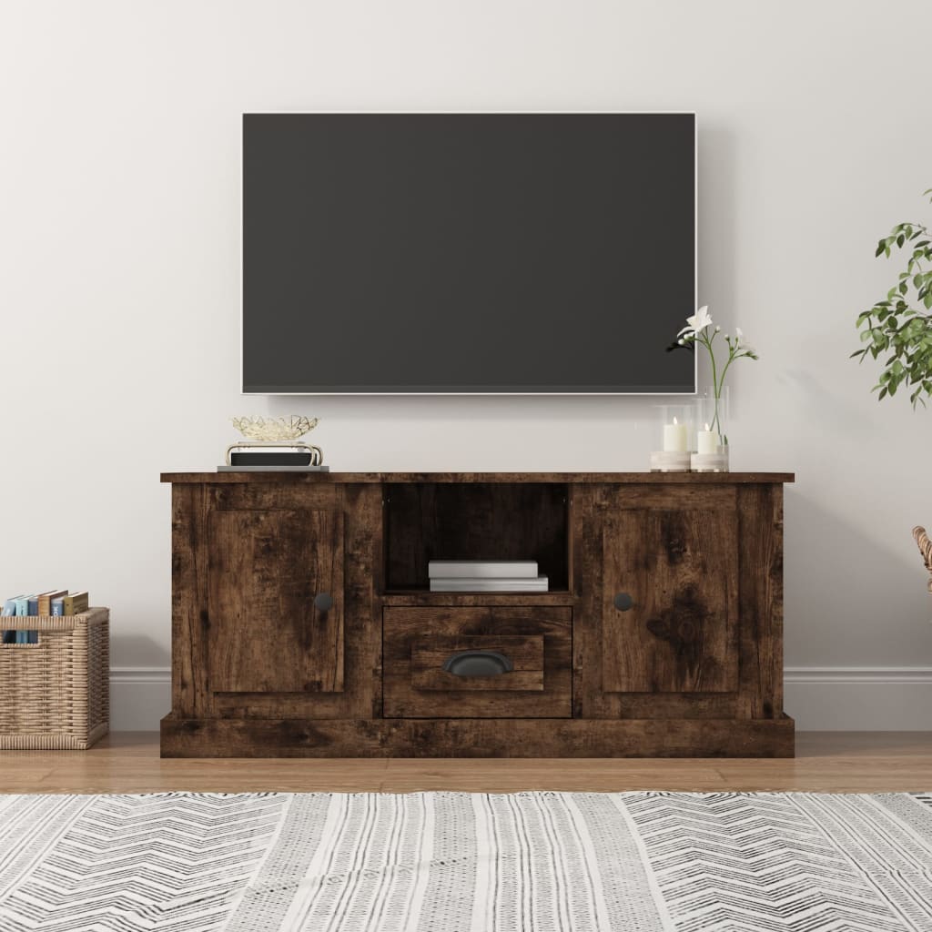 vidaXL TV skrinka dymový dub 100x35,5x45 cm kompozitné drevo