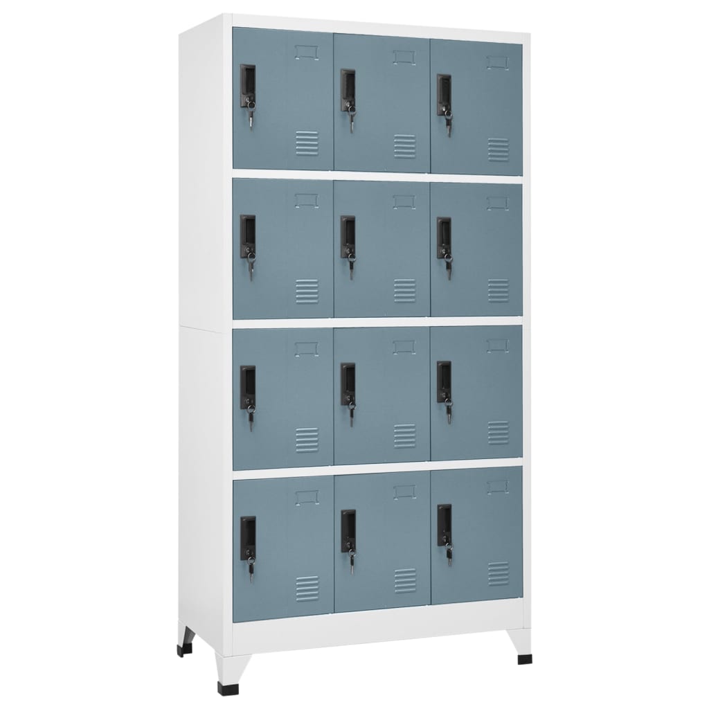 vidaXL Uzamykacia skriňa bledosivá a tmavosivá 90x45x180 cm oceľová