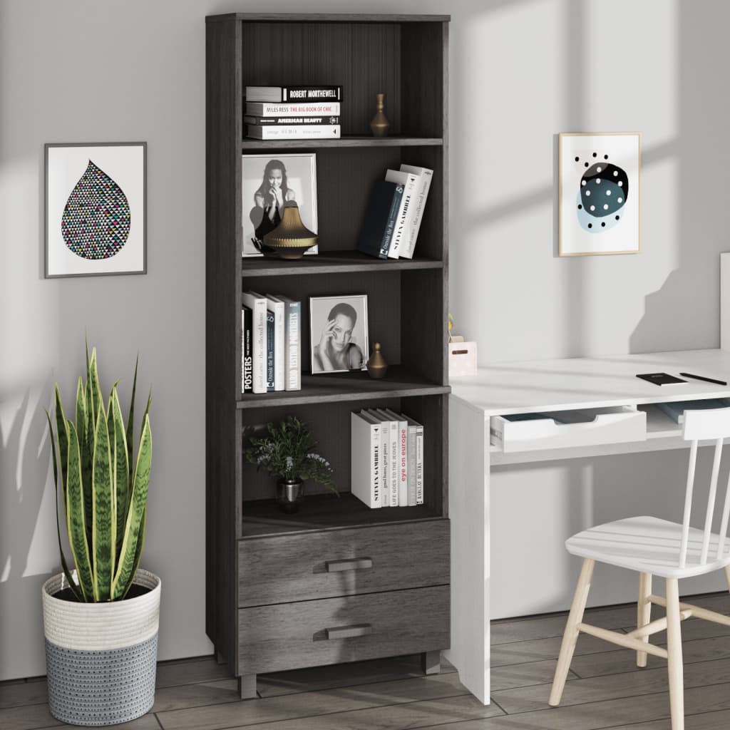 vidaXL Vysoká skrinka HAMAR, svetlosivá 60x35x180 cm, borovica