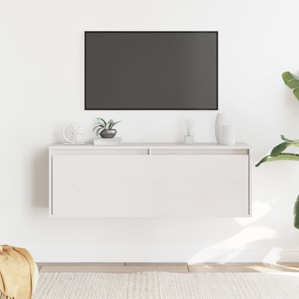 vidaXL Nástenná skrinka biela 100x30x35 cm masívna borovica