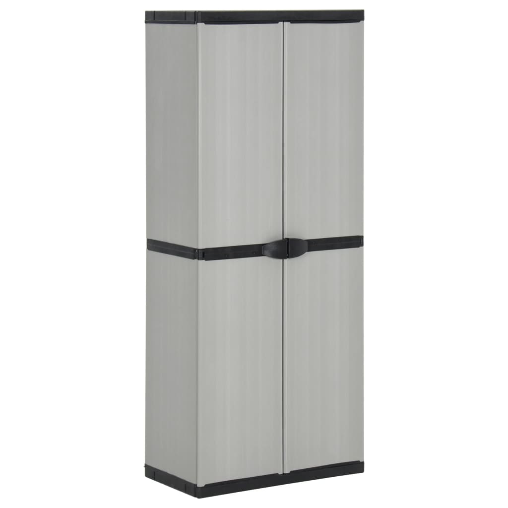 vidaXL Záhradná úložná skriňa s 3 policami sivá a čierna 68x40x168 cm