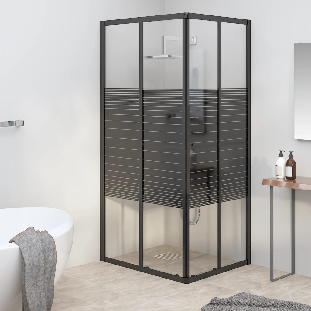vidaXL Pruhovaný sprchový kút ESG 90x70x180 cm čierna