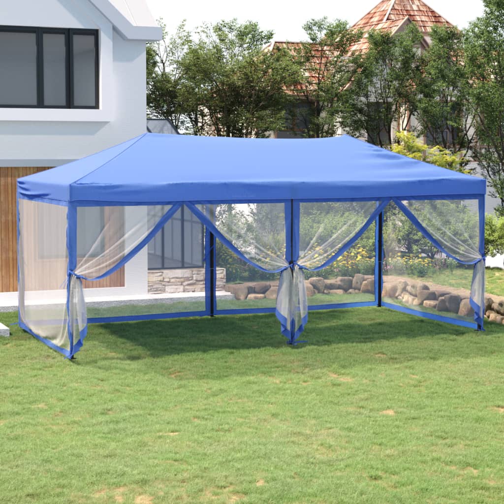 vidaXL Skladací párty stan s bočnými stenami modrý 3x6 m