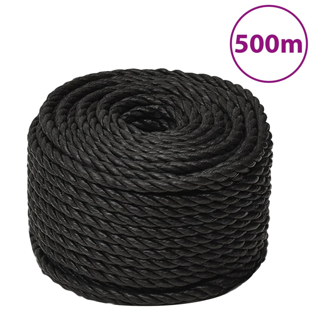vidaXL Pracovné lano čierne 12 mm 500 m polypropylén