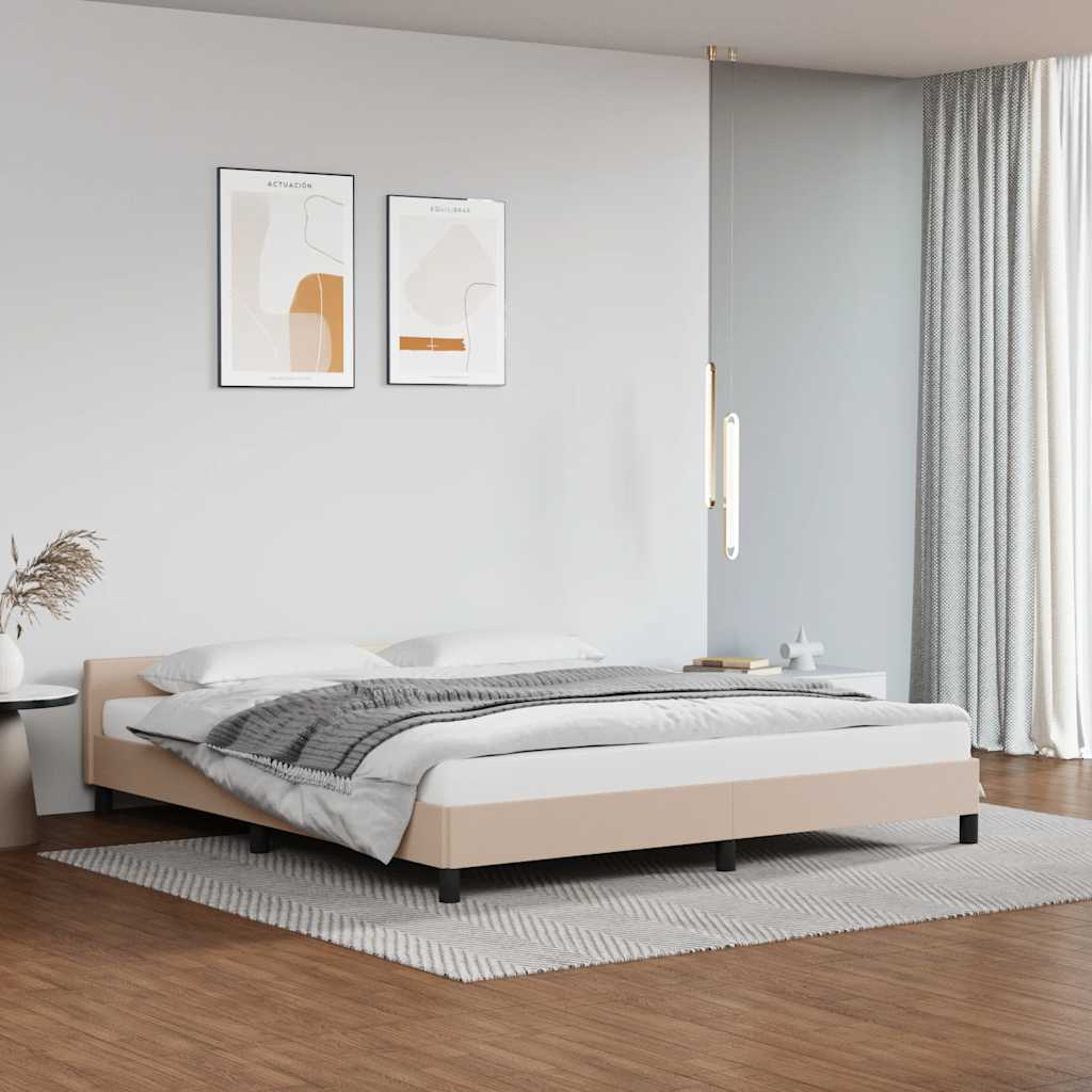 vidaXL Posteľný rám s čelom bez matraca kapučínový 180x200 cm