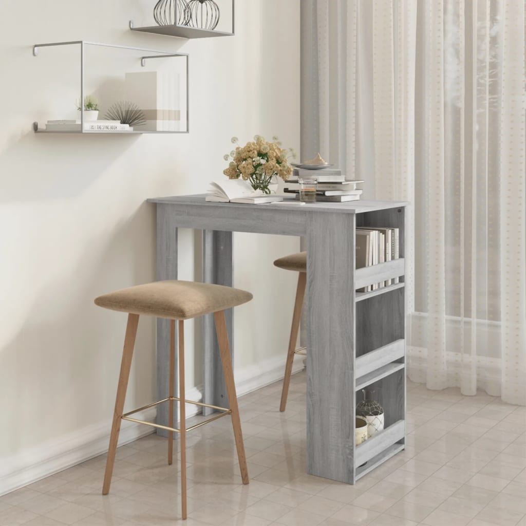 vidaXL Barový stôl+regál, sivá sonoma 102x50x103,5cm kompozitné drevo