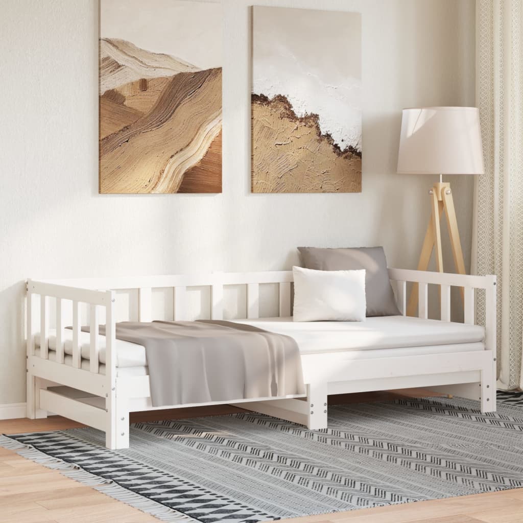 vidaXL Rozkladacia denná posteľ biela 2x(90x190) cm borovicový masív