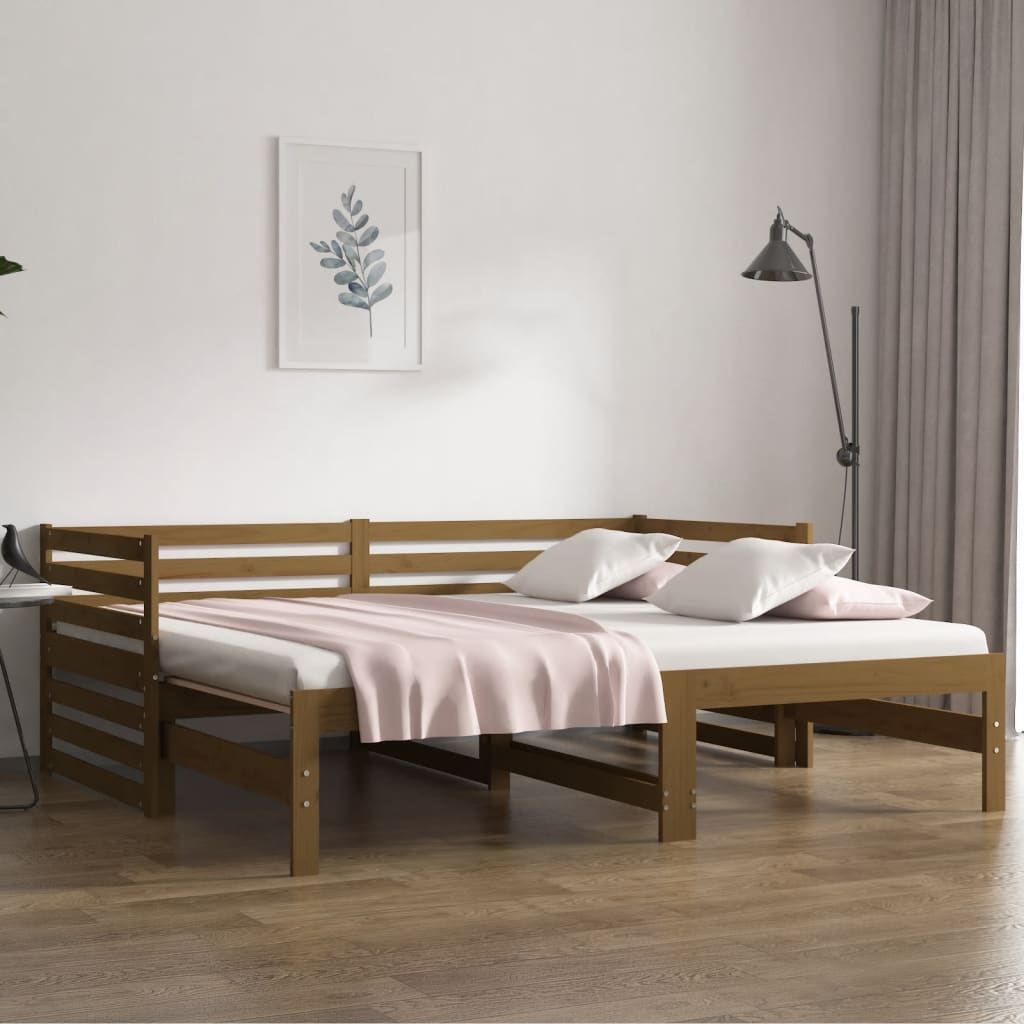 vidaXL Rozkladacia denná posteľ hnedá 2x(90x200) cm borovicový masív