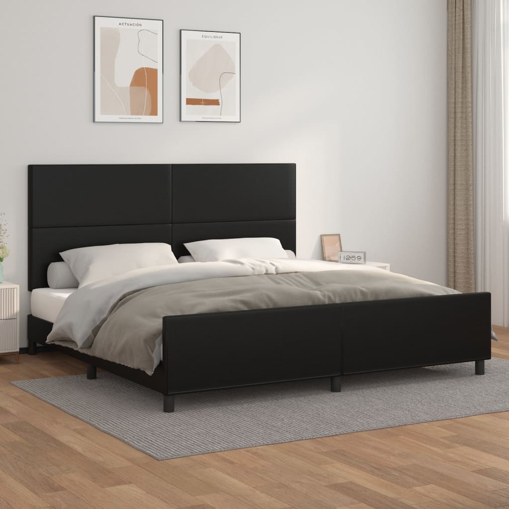vidaXL Posteľný rám s čelom čierny 200x200 cm umelá koža