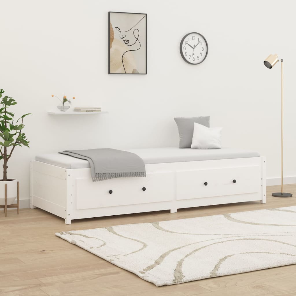 vidaXL Denná posteľ s matracom biela 90x200 cm masívna borovica