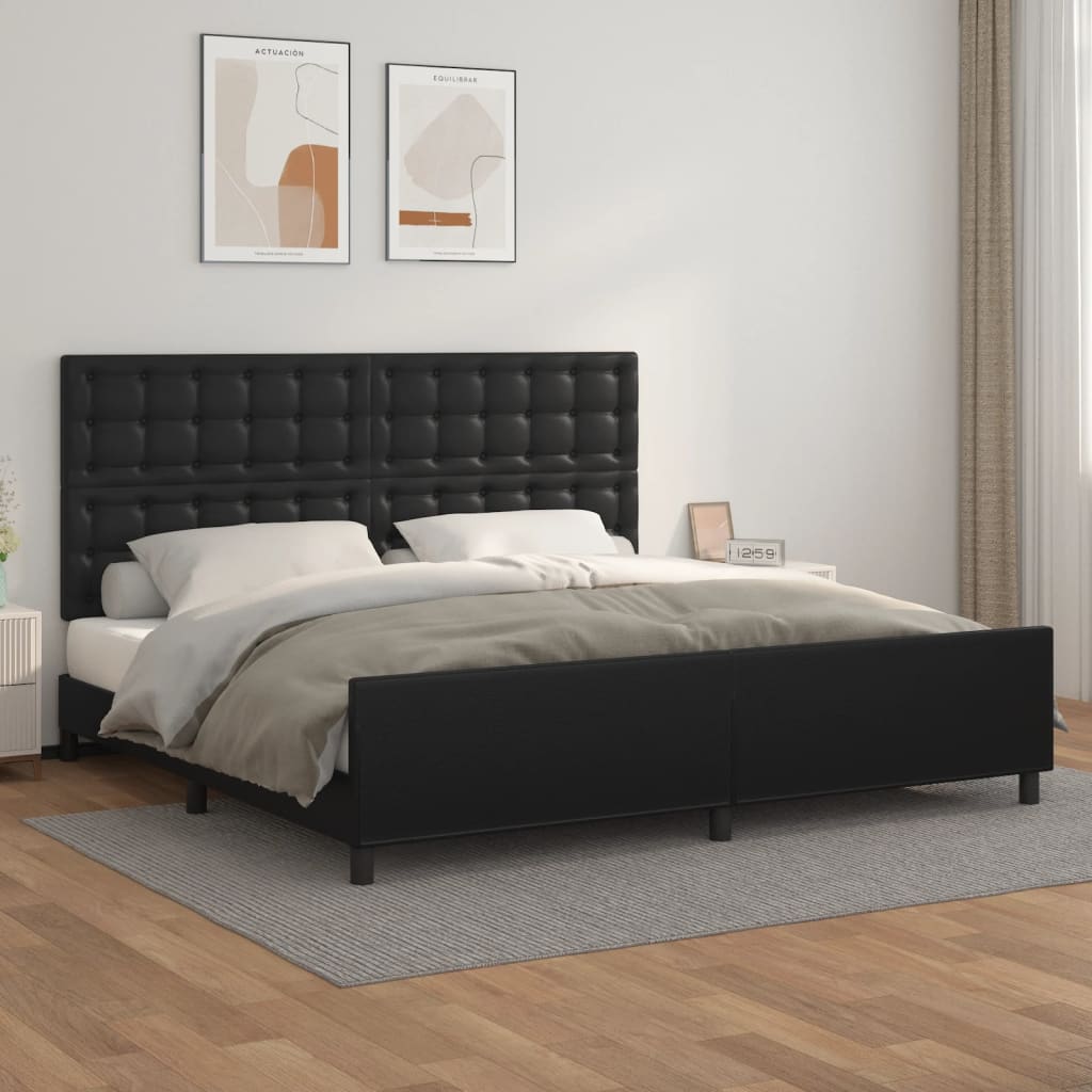 vidaXL Posteľný rám s čelom čierny 200x200 cm umelá koža