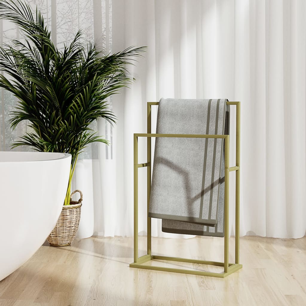vidaXL Voľne stojaci stojan na uteráky zlatý 48x24x78,5 cm železo
