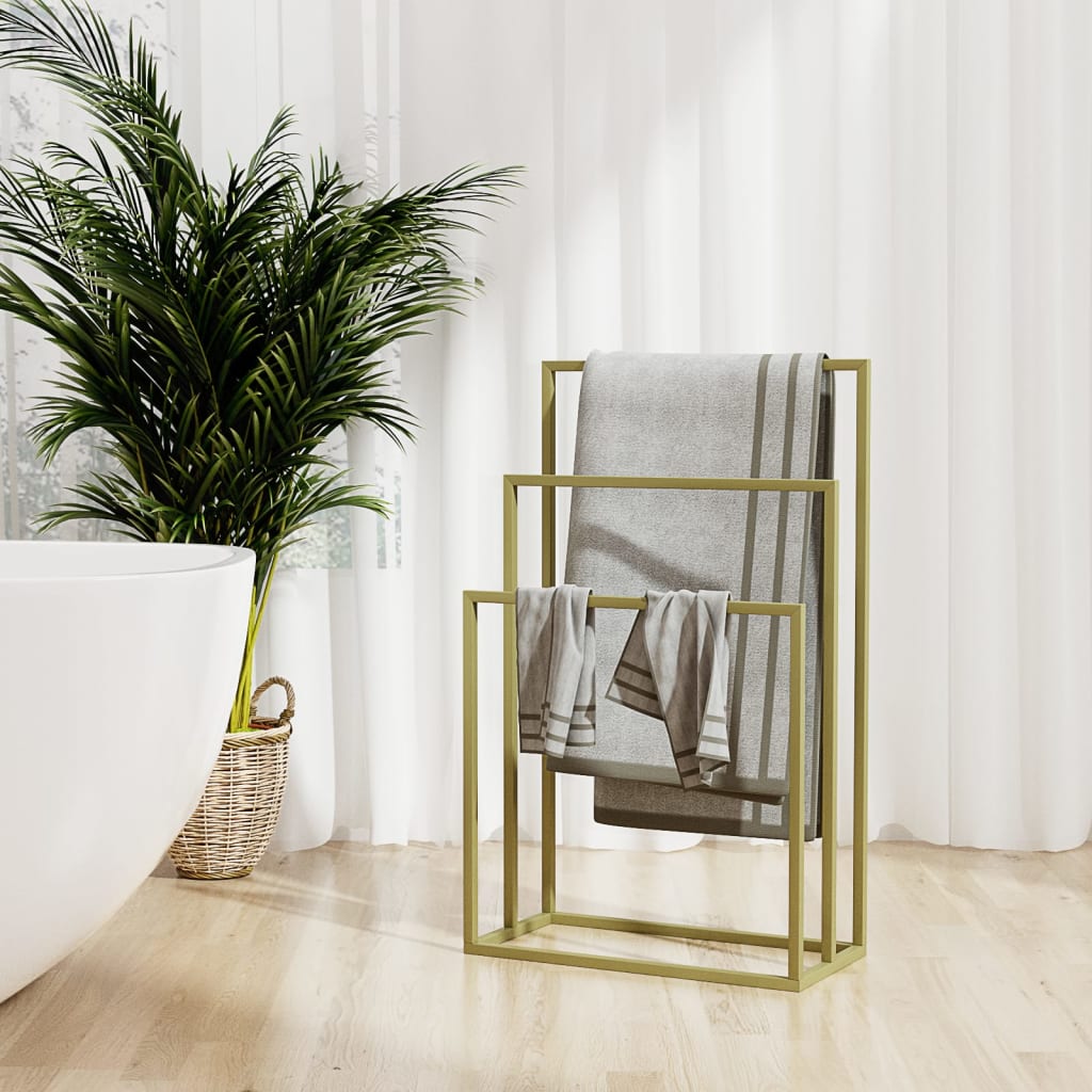 vidaXL Voľne stojaci stojan na uteráky zlatý 48x24x79 cm železo