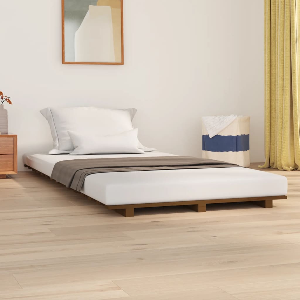 vidaXL Posteľný rám medovo-hnedý borovicový masív 90x200 cm